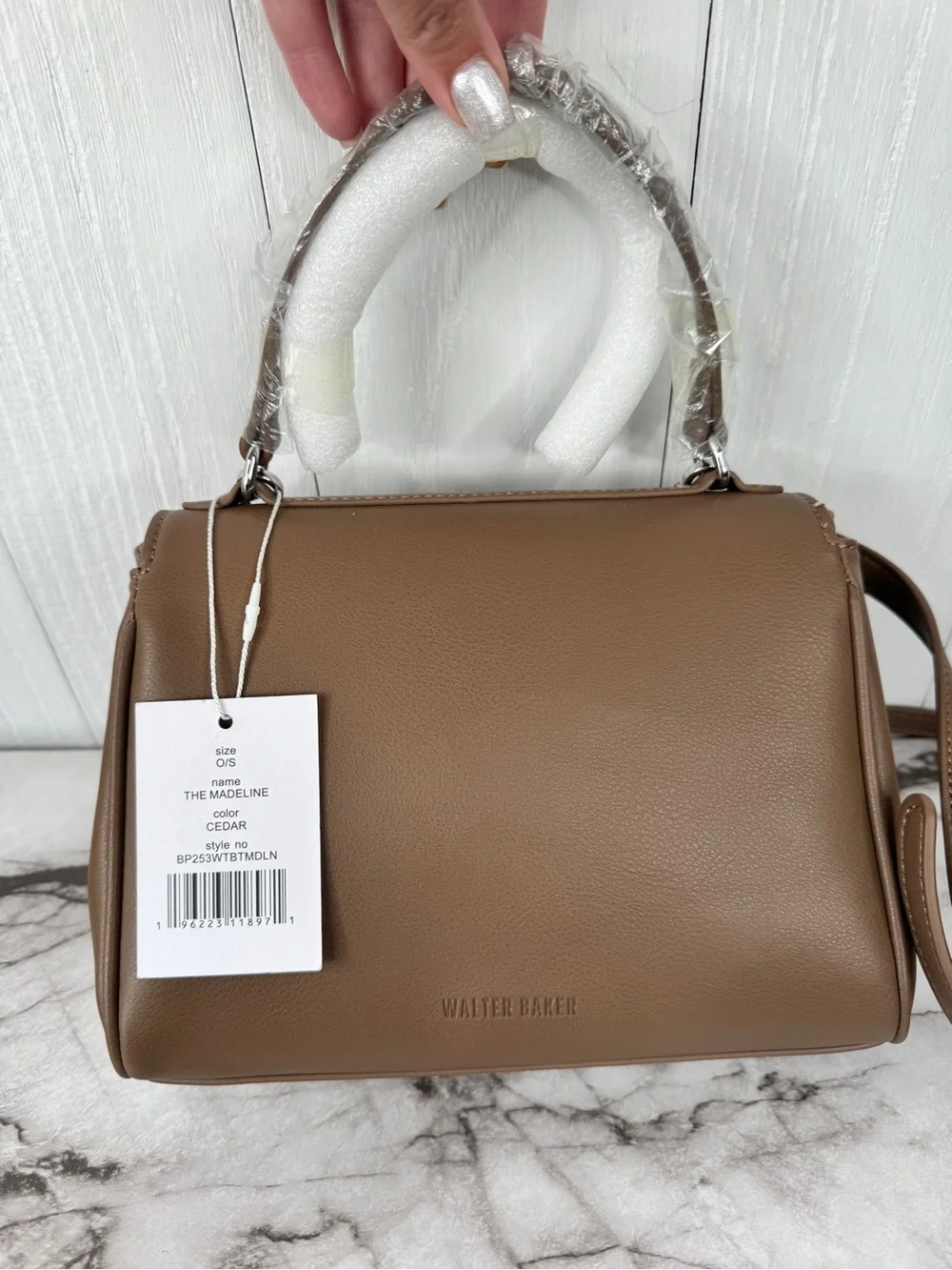 Walter Baker Tan Top-Handle Satchel with Turn-Lock | Cedar